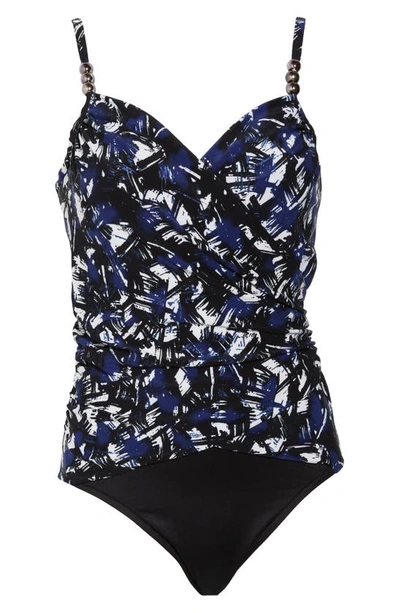 Shop Magicsuit Blueprint Louise One-piece Swimsuit In Black/ Multi