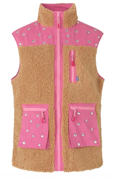 Cras Adele Vest In Pink/brown In Multi