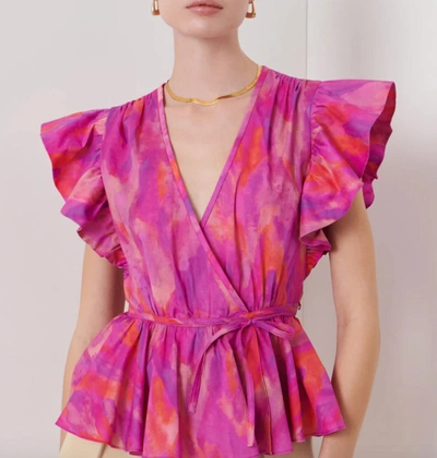 Derek Lam 10 Crosby Ember V-neck Wrap Top In Fuchsia Multi In Multi