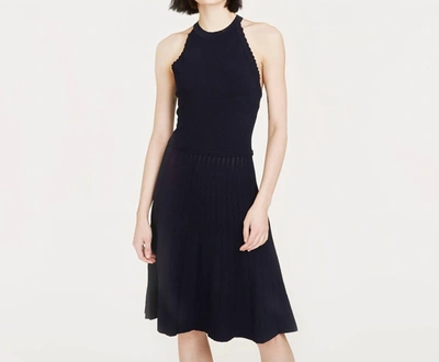 Shop Autumn Cashmere Racerback Halter Dress With Scallop Edge In Navy In Blue