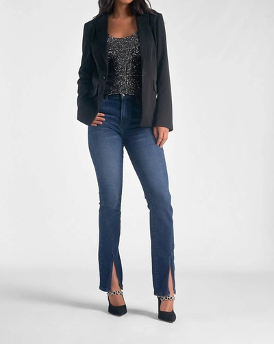 Elan Rhinestone Rock Blazer In Black In Black