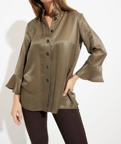 Shop Joseph Ribkoff Stand Collar Blouse In Olive Green