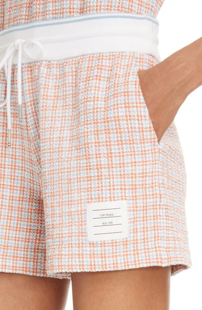 Shop Thom Browne Check Tweed Shorts In Orange