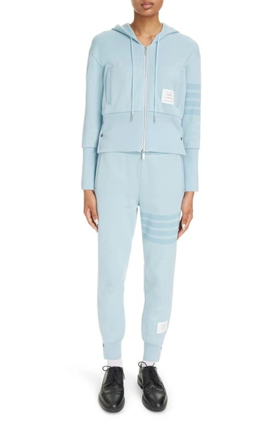 Shop Thom Browne Tonal 4-bar French Terry Joggers In Light Blue