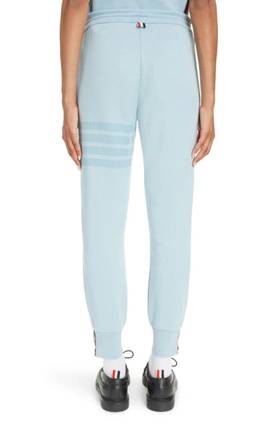 Shop Thom Browne Tonal 4-bar French Terry Joggers In Light Blue
