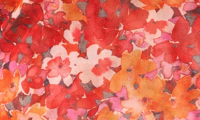 Vince Camuto Floral Flutter Sleeve Mesh T-shirt In Tulip Red