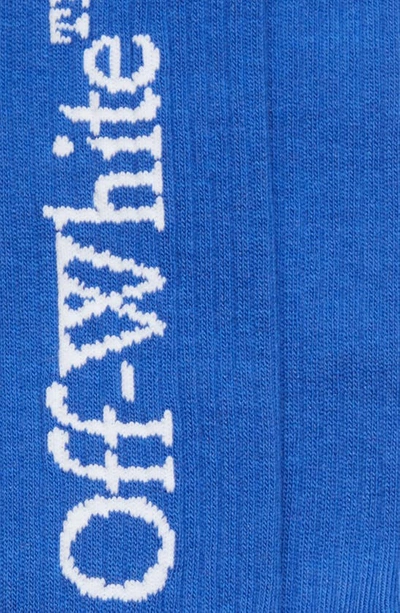 Shop Off-white Bookish Logo Mid Calf Socks In Blue White