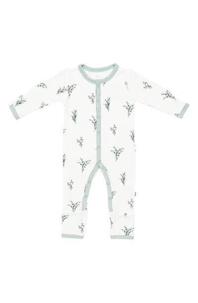Shop Kyte Baby Snap-up Romper In White/ Eucalyptus