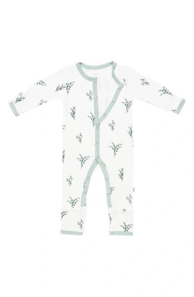 Shop Kyte Baby Snap-up Romper In White/ Eucalyptus