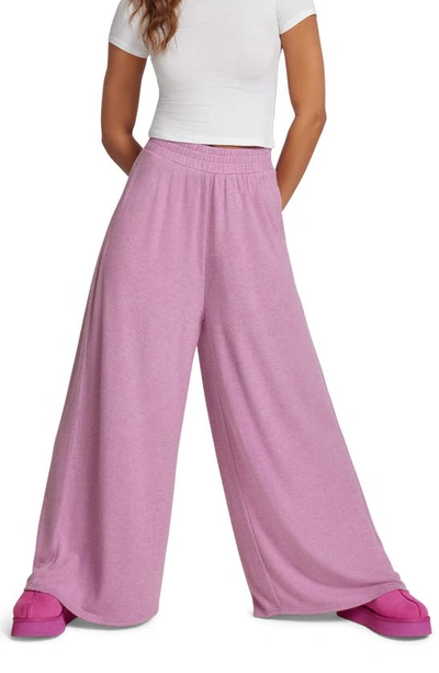 Shop Ugg Holsey Peached Knit Wide Leg Lounge Pants In Violet Queen Multi Heather