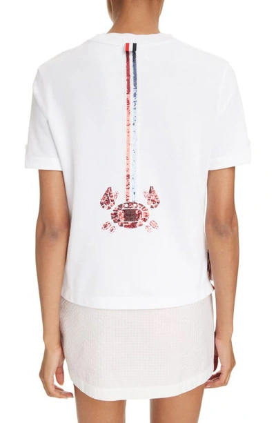 Shop Thom Browne Sequin Crab Cotton Piqué T-shirt In White