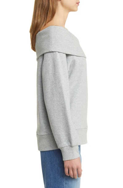 Shop Nation Ltd Cotton Off The Shoulder Sweatshirt In Heather Grey
