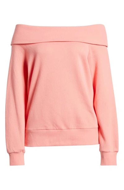 Shop Nation Ltd Cotton Off The Shoulder Sweatshirt In Babydoll