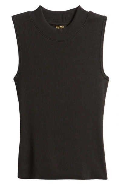 Shop Nation Ltd Joan Rib Sleeveless Mock Neck Top In Jet Black