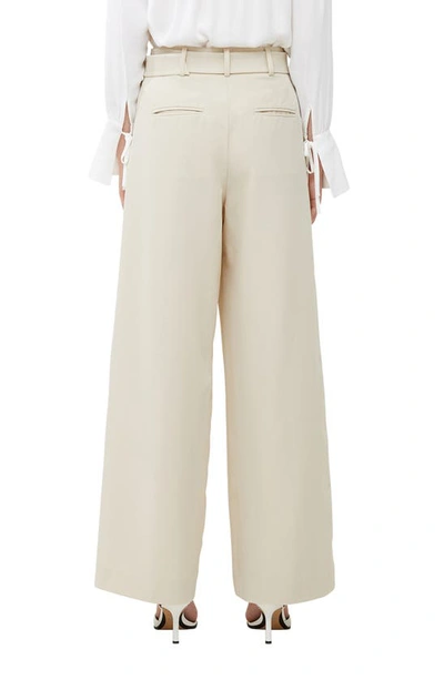 Shop French Connection Everly Belted Wide Leg Suit Pants In Oyster Gra