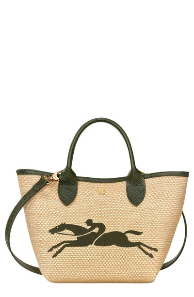 Shop Longchamp Le Pliage Panier Top Handle Bag In Khaki