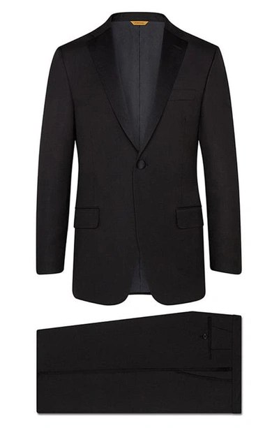 Shop Heritage Gold Infinity B Fit Notched Lapel Wool Tuxedo In Black