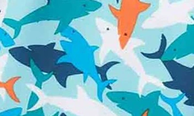 Shop Fair Harbor Kids' Anchor Shark Print Water Repellent Swim Trunks In Reef Sharks