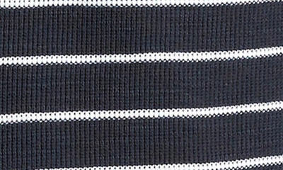 Shop Vince Stripe Waffle Knit Top In Coastal/ Optic White