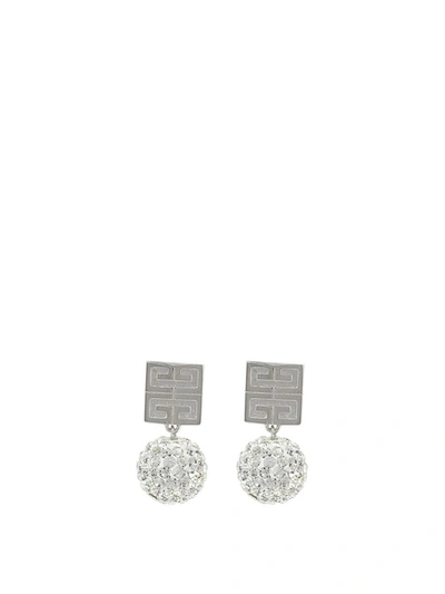 Shop Givenchy 4g Earrings In Metal With Crystals In Silver