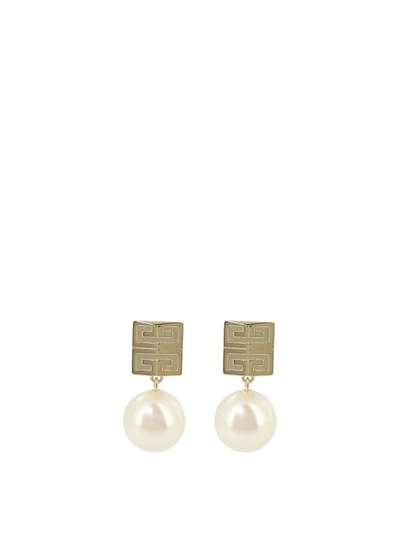 Shop Givenchy 4g Earrings With Pearls In Gold