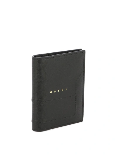 Shop Marni Saffiano Leather Cardholder In Black