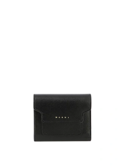 Shop Marni Wallet In Saffiano Leather In Black