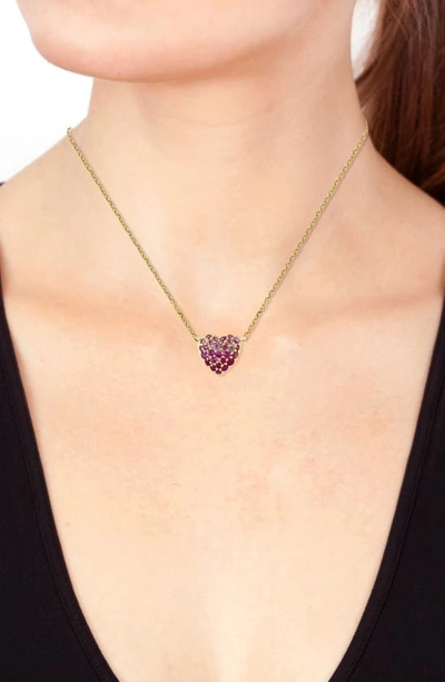 Shop Effy 14k Yellow Gold Pavé Pink Sapphire & Ruby Heart Pendant Necklace In Red