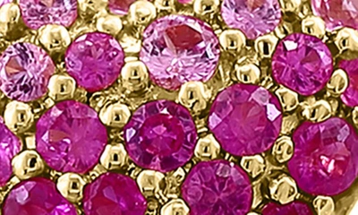 Shop Effy 14k Yellow Gold Pavé Pink Sapphire & Ruby Heart Stud Earrings In Gold/magenta