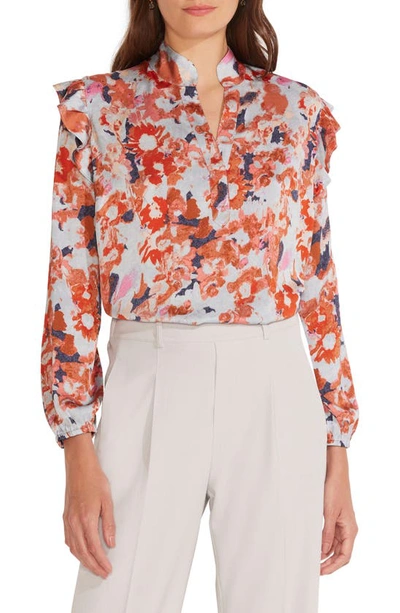 Shop Nic + Zoe Pressed Petals Ruffle Blouse In Red Multi