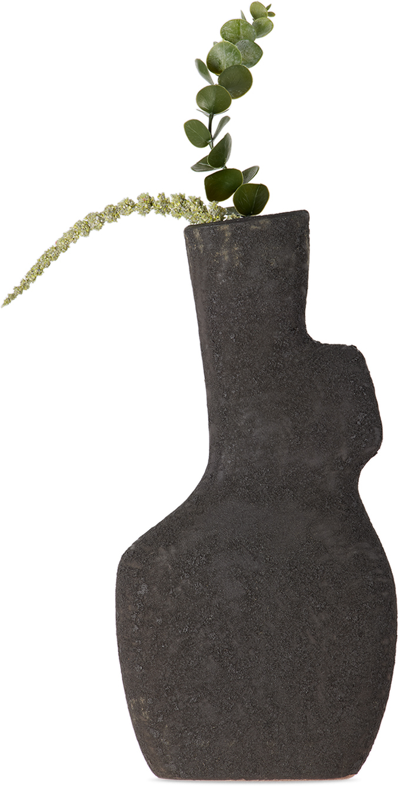 Shop Ferm Living Gray Large Yara Vase In Rustic Iron