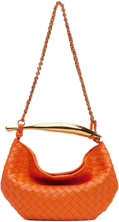 Shop Bottega Veneta Orange Sardine With Chain Bag In 7517 Papaya N M