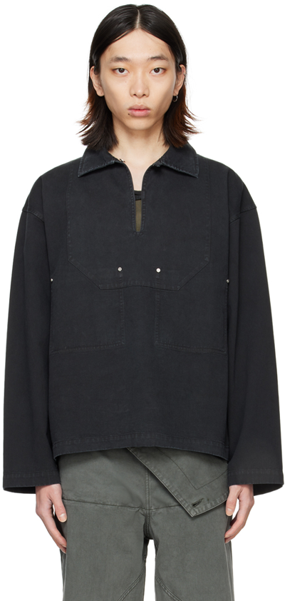 Shop Dion Lee Black Rivet Shirt In Washed Black