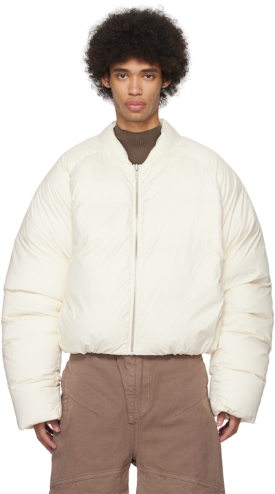 Shop Entire Studios White Pillow Down Bomber Jacket In Cream