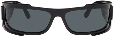 Shop Versace Black Medusa Biggie Shield Sunglasses In 536087 Black