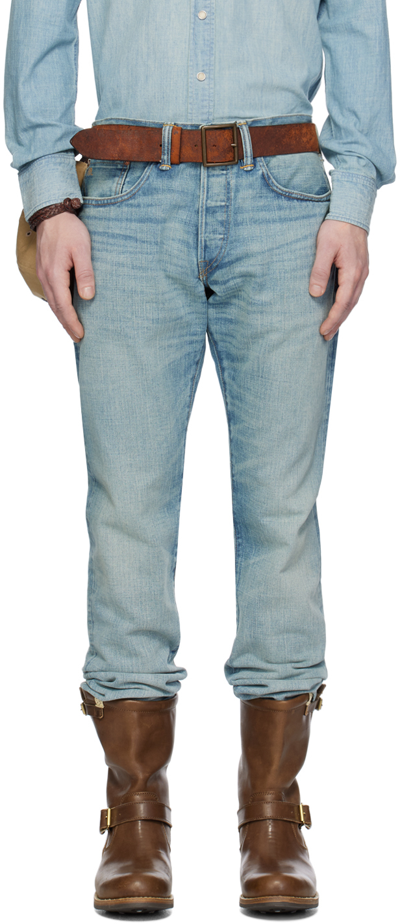 Shop Rrl Blue Slim Fit Jeans In Otisfield Wash