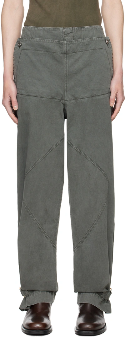 Shop Dion Lee Gray Shell Trousers In Washed Mercury