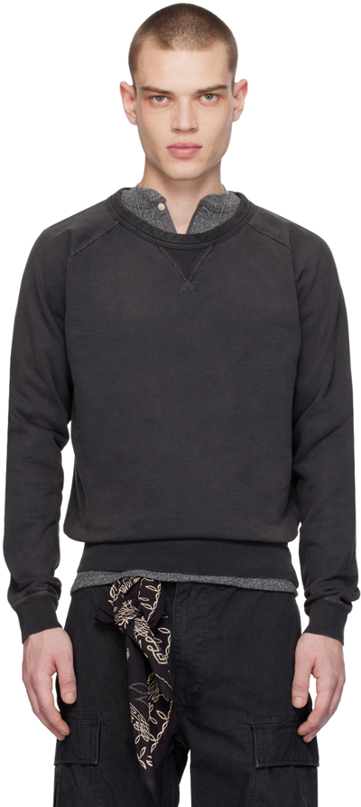 Shop Rrl Black Garment-dyed Sweatshirt In Black Indigo