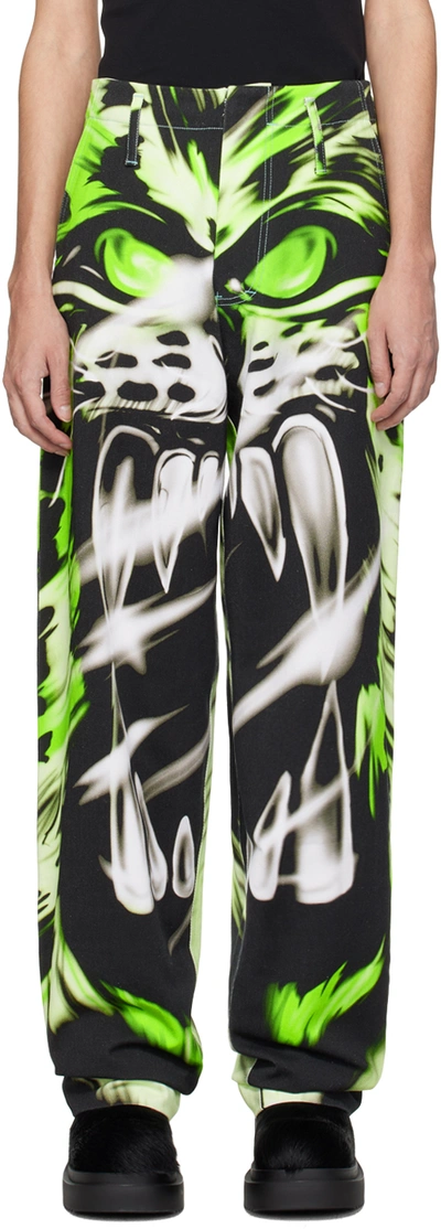 Shop Gerrit Jacob Green Printed Jeans In Lime