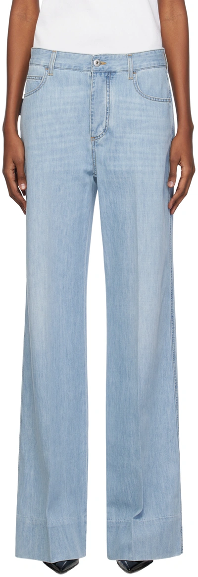 Shop Bottega Veneta Blue Wide-leg Jeans In 4946 Light Bleach