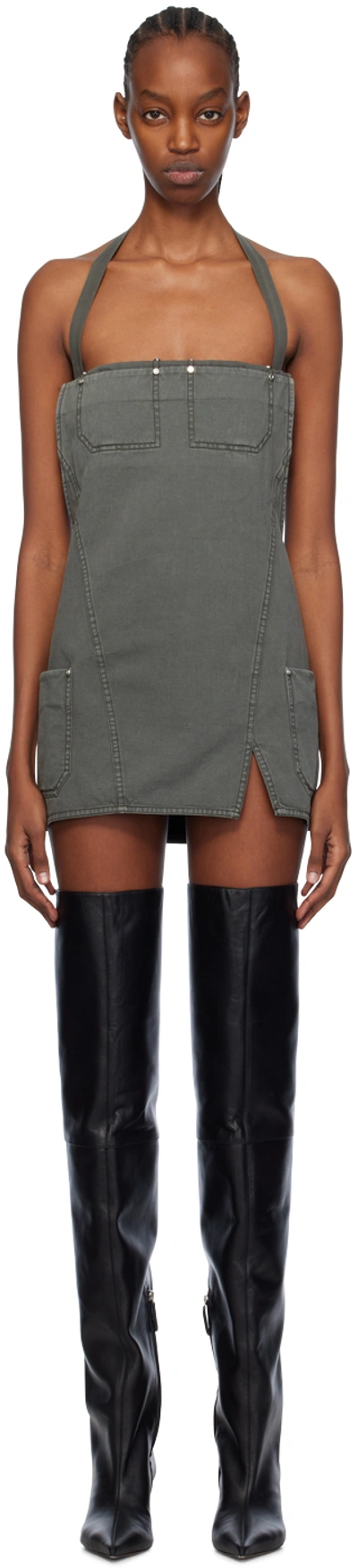 Shop Dion Lee Gray Apron Minidress In Washed Mercury