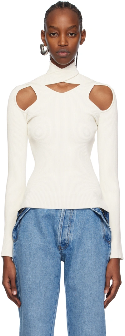 Shop Coperni Off-white Cutout Sweater In Whte White