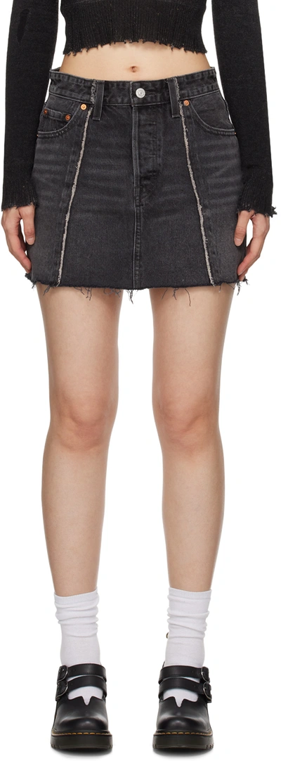 Shop Levi's Black Recrafted Icon Denim Miniskirt In Fifth Dimension