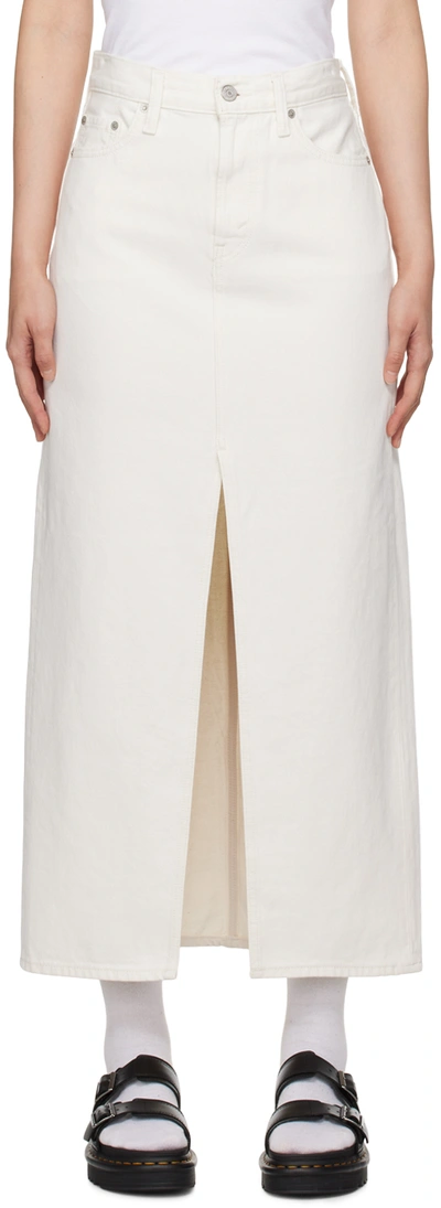 Shop Levi's White Ankle Column Denim Midi Skirt In Snowing In L.a.