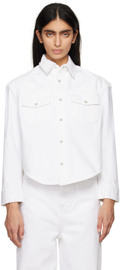 Shop Wardrobe.nyc White Press-stud Denim Jacket