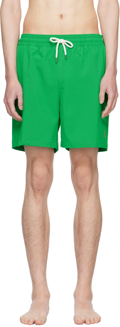 Shop Polo Ralph Lauren Green Traveler Swim Shorts In Preppy Green