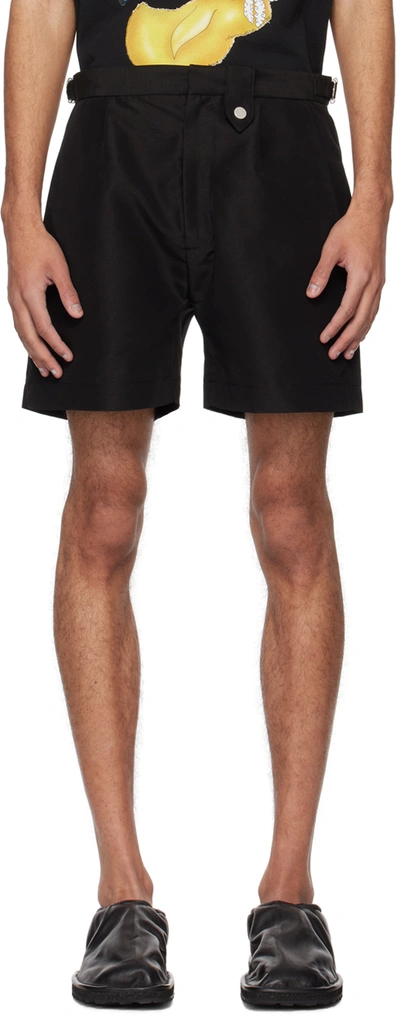 Egonlab Black Cinch Tab Swim Shorts In Black