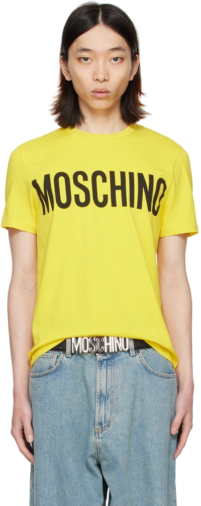 Shop Moschino Yellow Printed T-shirt In A1027