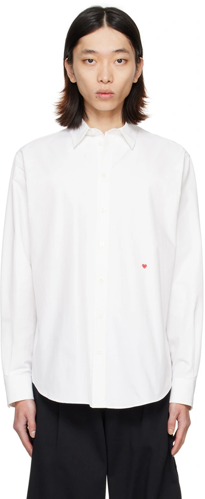 Shop Moschino White Embroidered Shirt In J1001