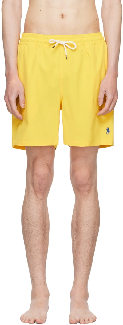 Shop Polo Ralph Lauren Yellow Traveler Swim Shorts In Yellowfin